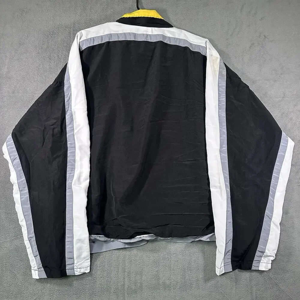 Vangelis Jacket Black White Men Large Vintage 90s Windbreaker Nylon Full Zip